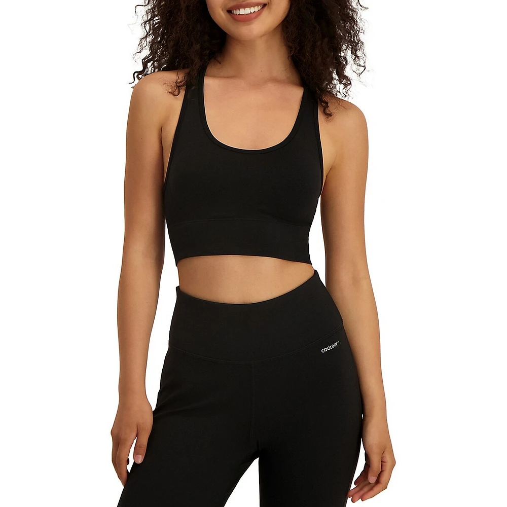 Active Womens Medium Impact Seamfree Square Neck Crop Top