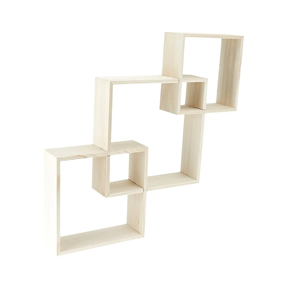 Triple-Stack Wooden Shelf