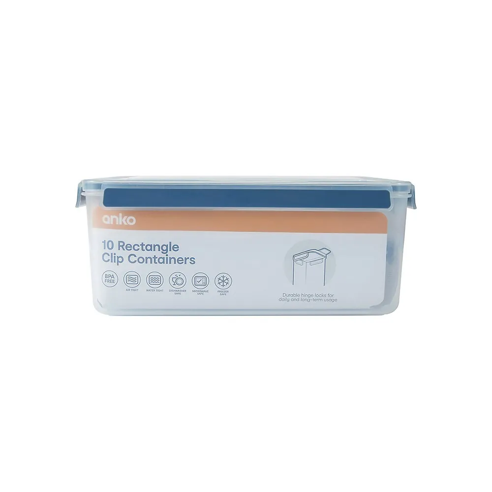 10-Pack Rectangle Clip Containers