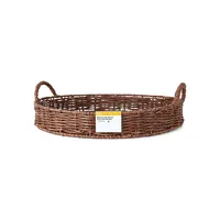 Rattan-Look Round Tray With Handles