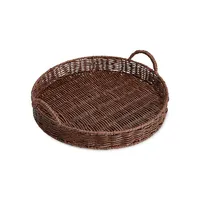 Rattan-Look Round Tray With Handles