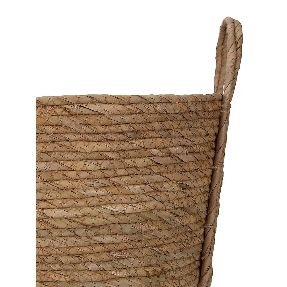 Cream Base Rope Basket With Handles