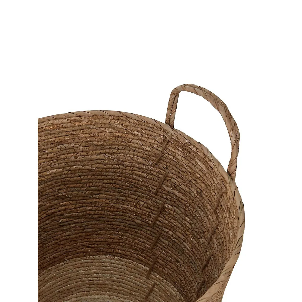 Cream Base Rope Basket With Handles