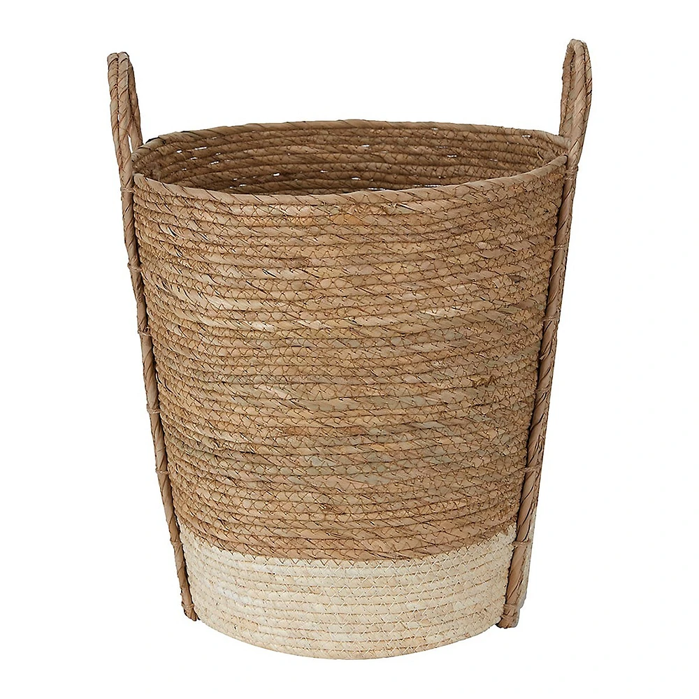 Cream Base Rope Basket With Handles