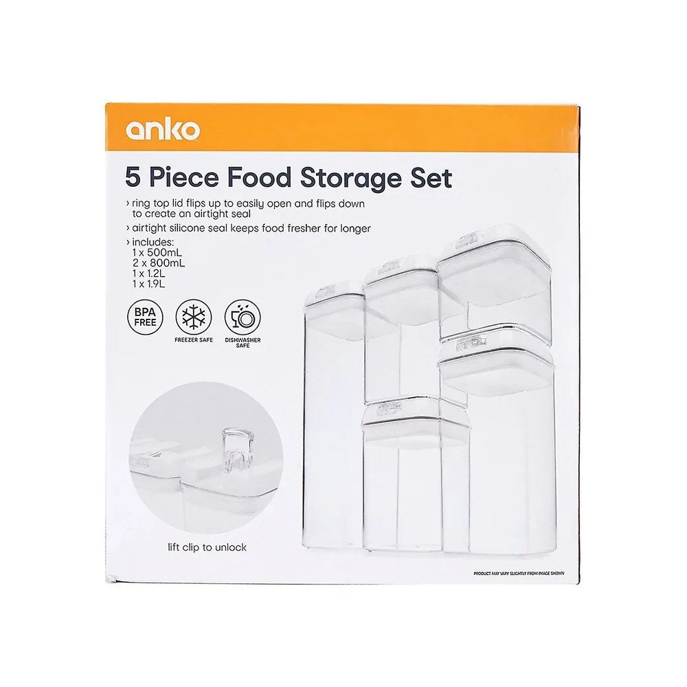 5 Piece Flip Lock Food Storage Set