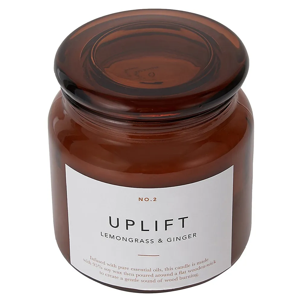 Uplift Lemongrass and Ginger Soy Wax-Blend Scented Large Candle, 410g