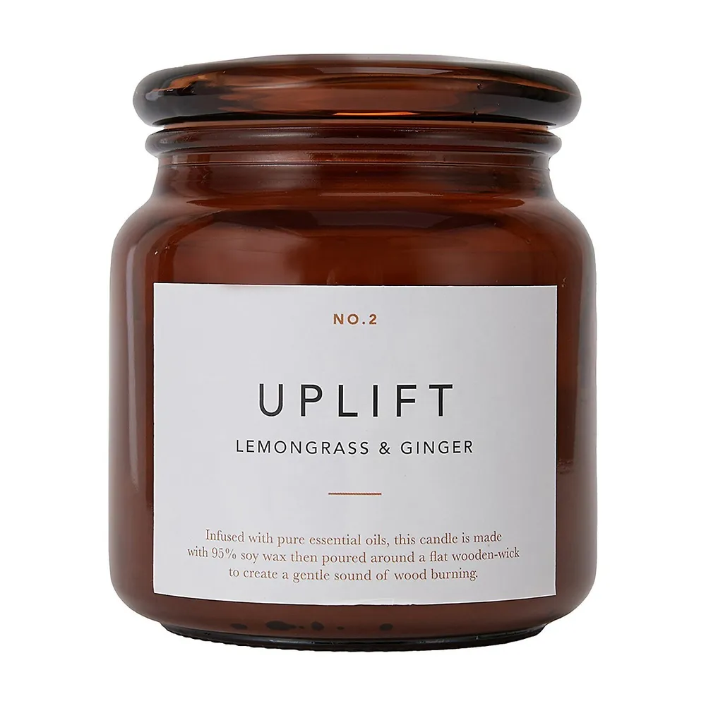 Uplift Lemongrass and Ginger Soy Wax-Blend Scented Large Candle, 410g