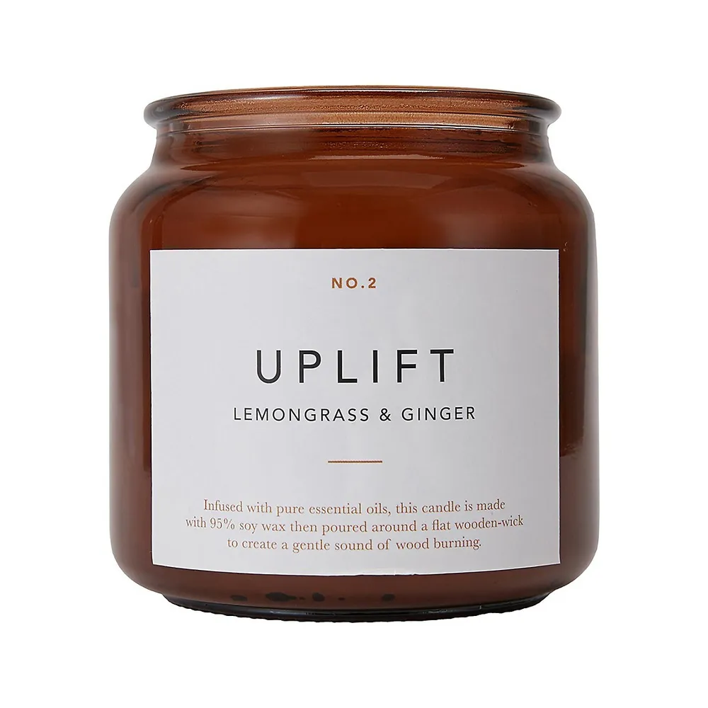 Uplift Lemongrass and Ginger Soy Wax-Blend Scented Large Candle, 410g