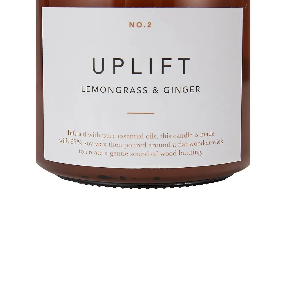 Uplift Lemongrass and Ginger Soy Wax-Blend Scented Large Candle, 410g