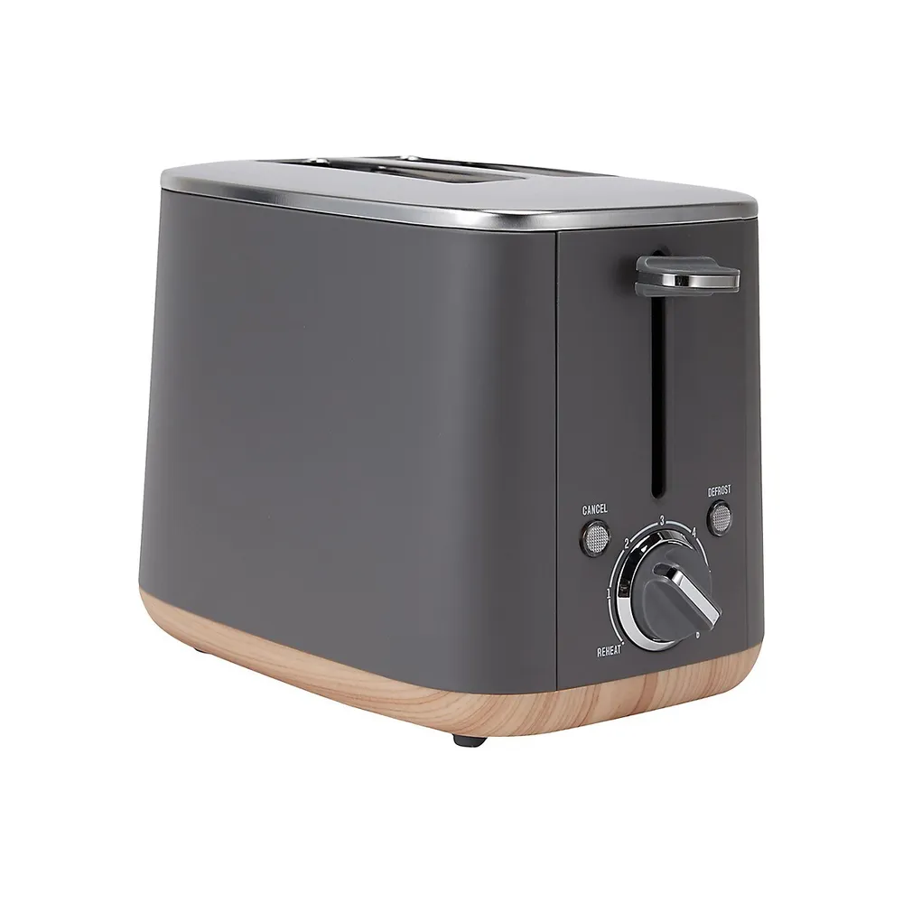 2-Slice Wood-Base Stainless Steel Toaster