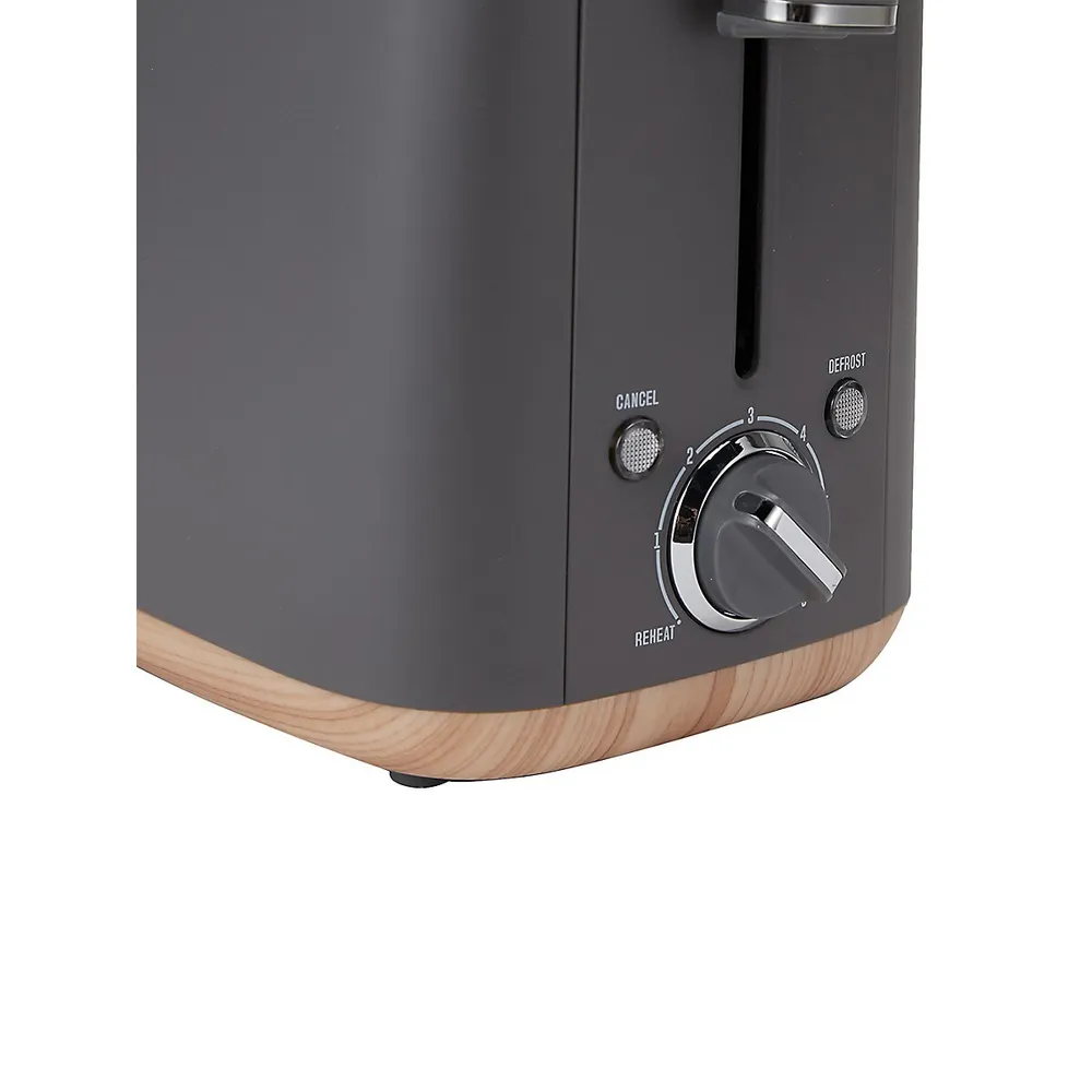 2-Slice Wood-Base Stainless Steel Toaster