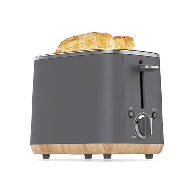 2-Slice Wood-Base Stainless Steel Toaster