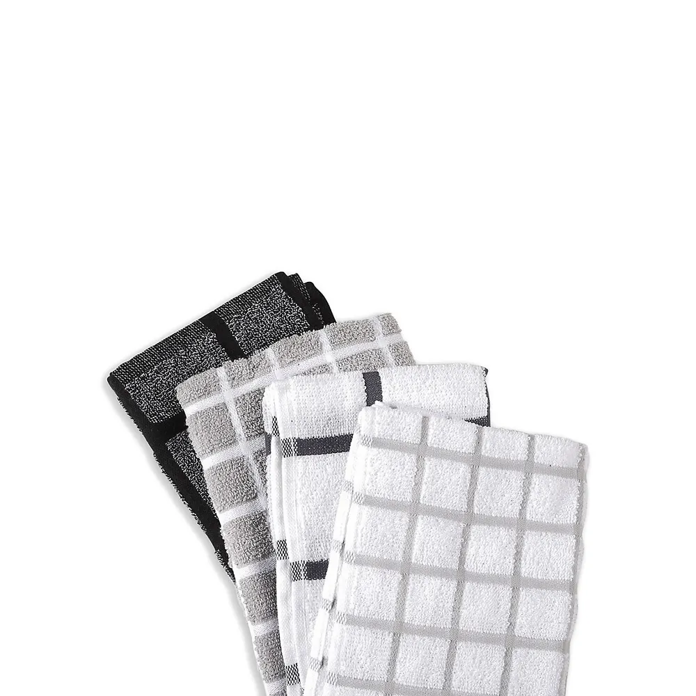4-Piece Grid Terry Tea Towel Set
