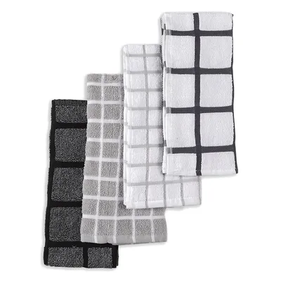 4-Piece Grid Terry Tea Towel Set