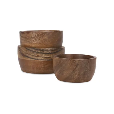 3-Piece Acacia Mini Bowls Set
