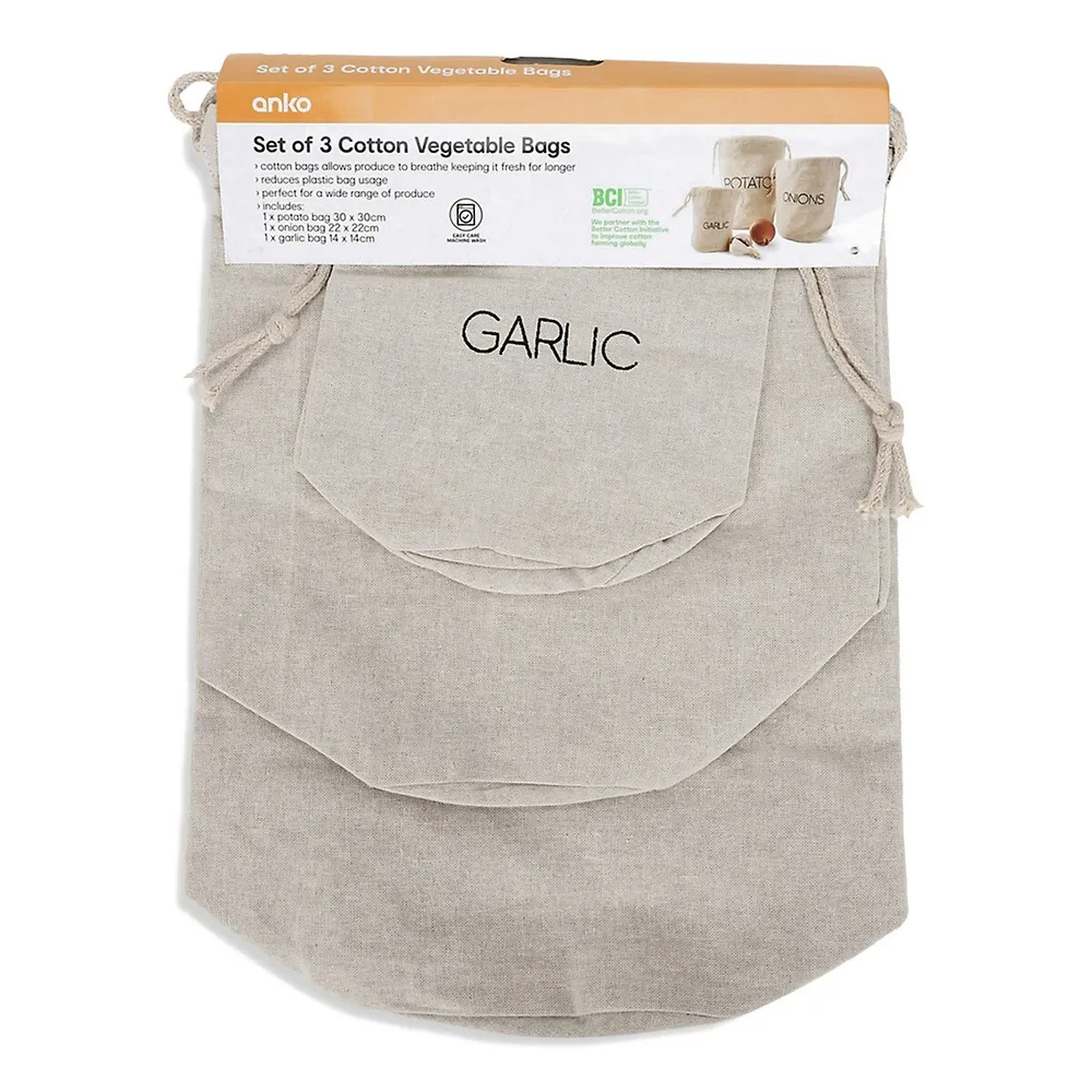 3-Piece Cotton Vegetable Bags Set