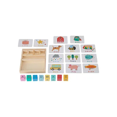 Wooden Match and Spell Board