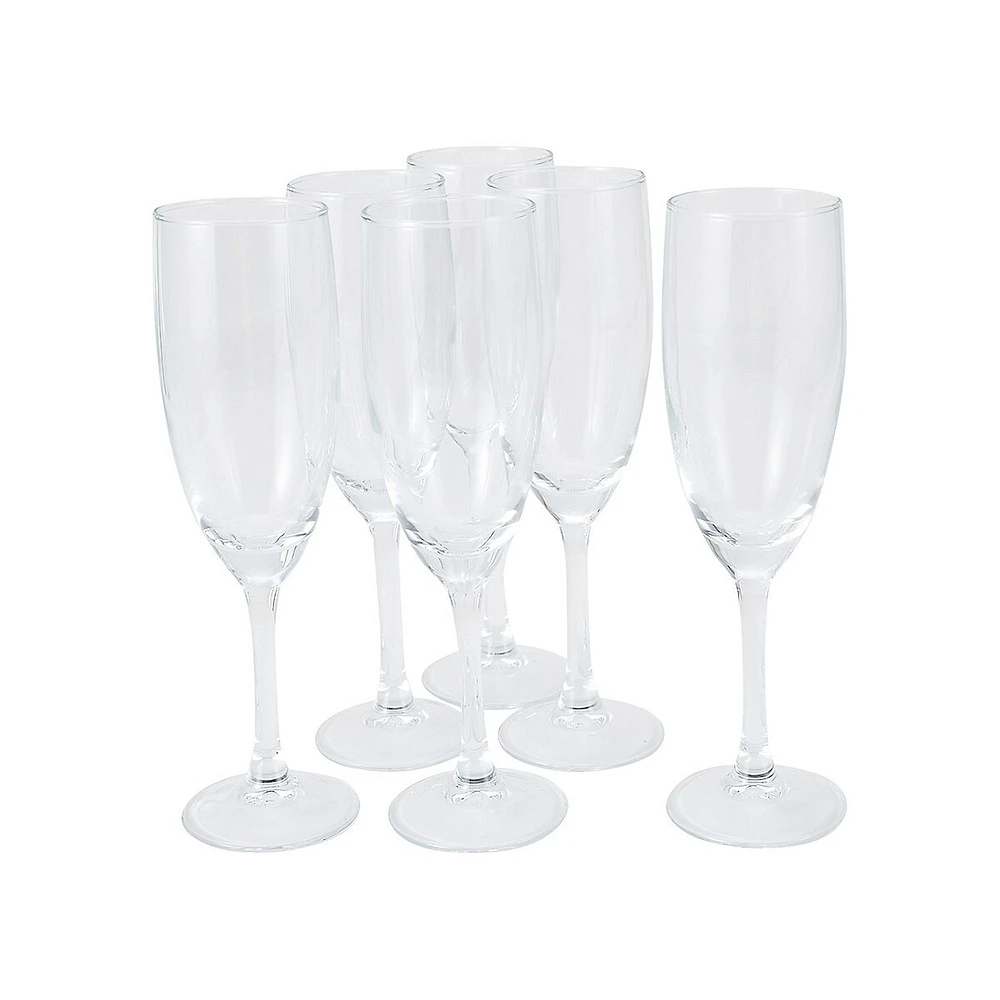 Longshore Tides Aubarta 6 - Piece 8oz. Glass Flute Glassware Set