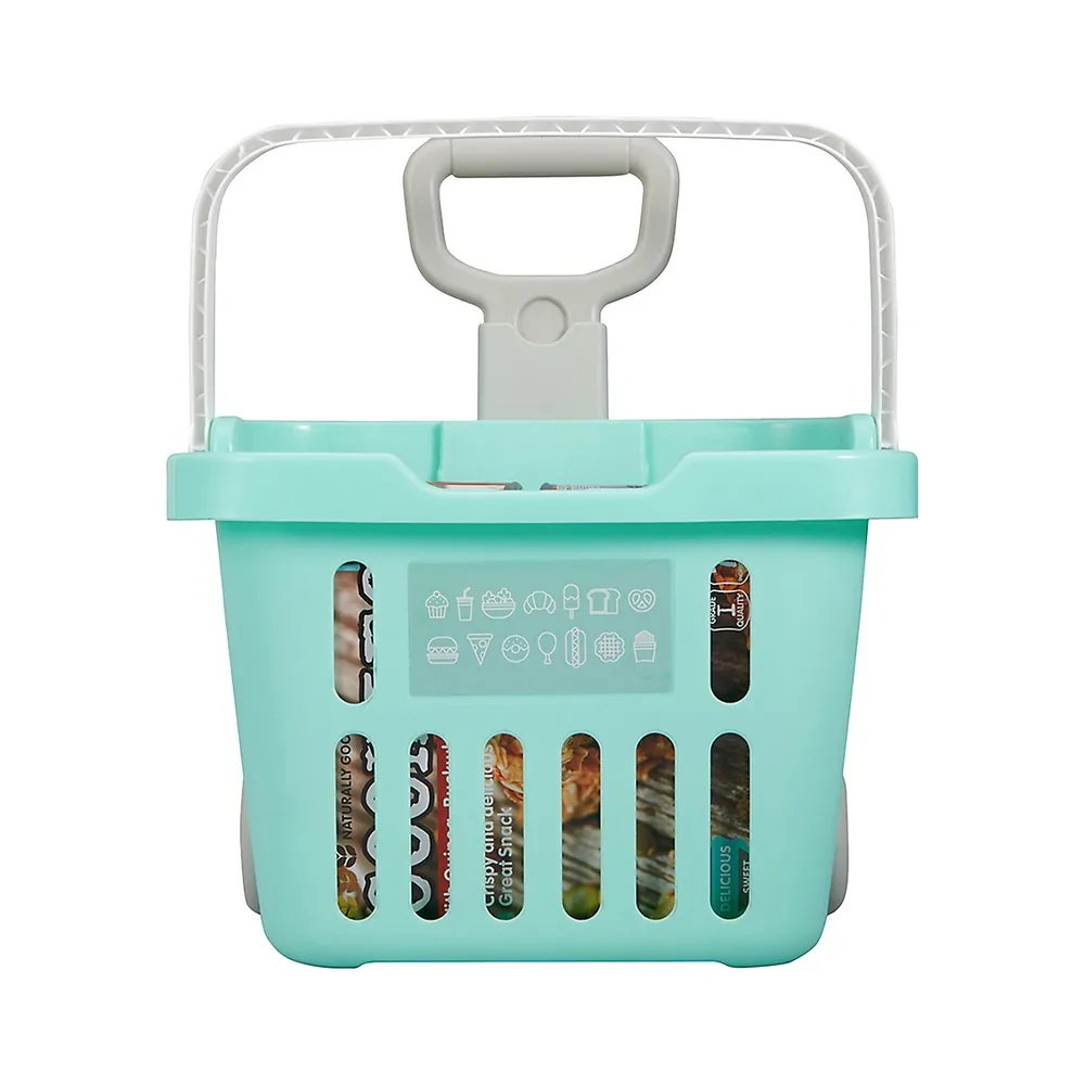 7-Piece Pull-Along Shopping Basket Toy