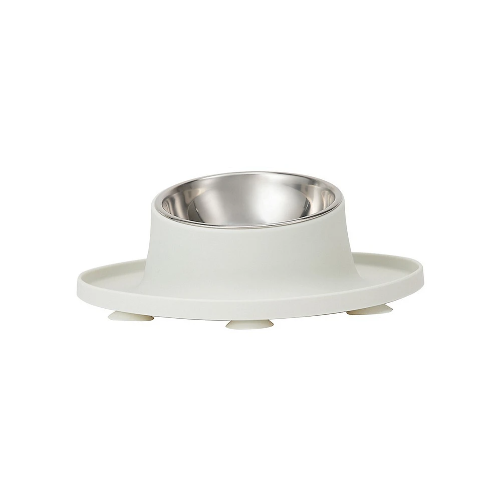 Stainless Steel And Rubber-Base Angled Pet Bowl