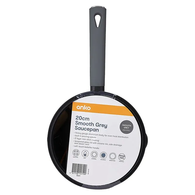 Anko Non-Stick Aluminium Saucepan with Glass Lid