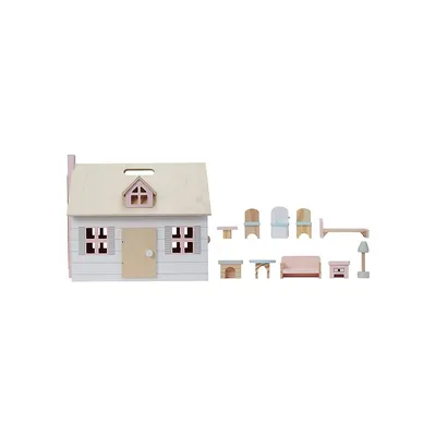 11-Piece Wooden Fold And Go Dollhouse