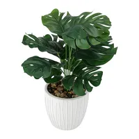 Artificial Monstera Plant and Ceramic Pot