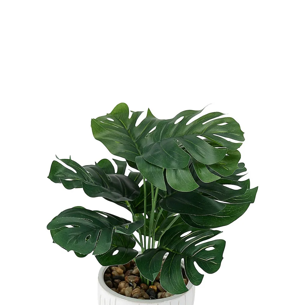 Artificial Monstera Plant and Ceramic Pot