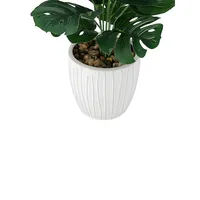 Artificial Monstera Plant and Ceramic Pot