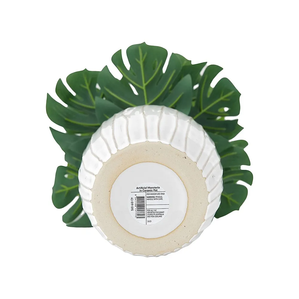 Artificial Monstera Plant and Ceramic Pot