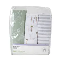 3-Pack Cotton Safari-Print Baby Wraps