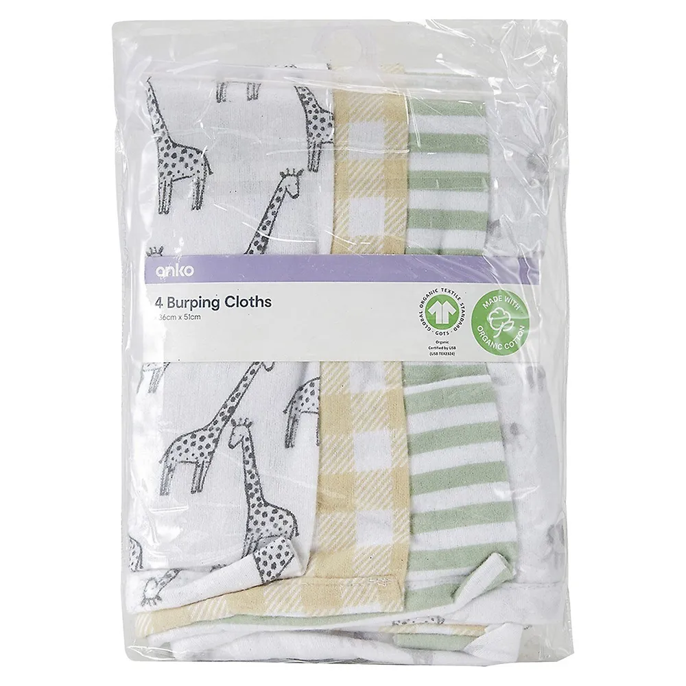 Baby's 4-Pack Organic Cotton Burping Cloths