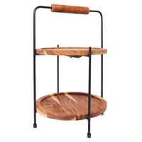 2-Tier Wood and Metal Serving Stand