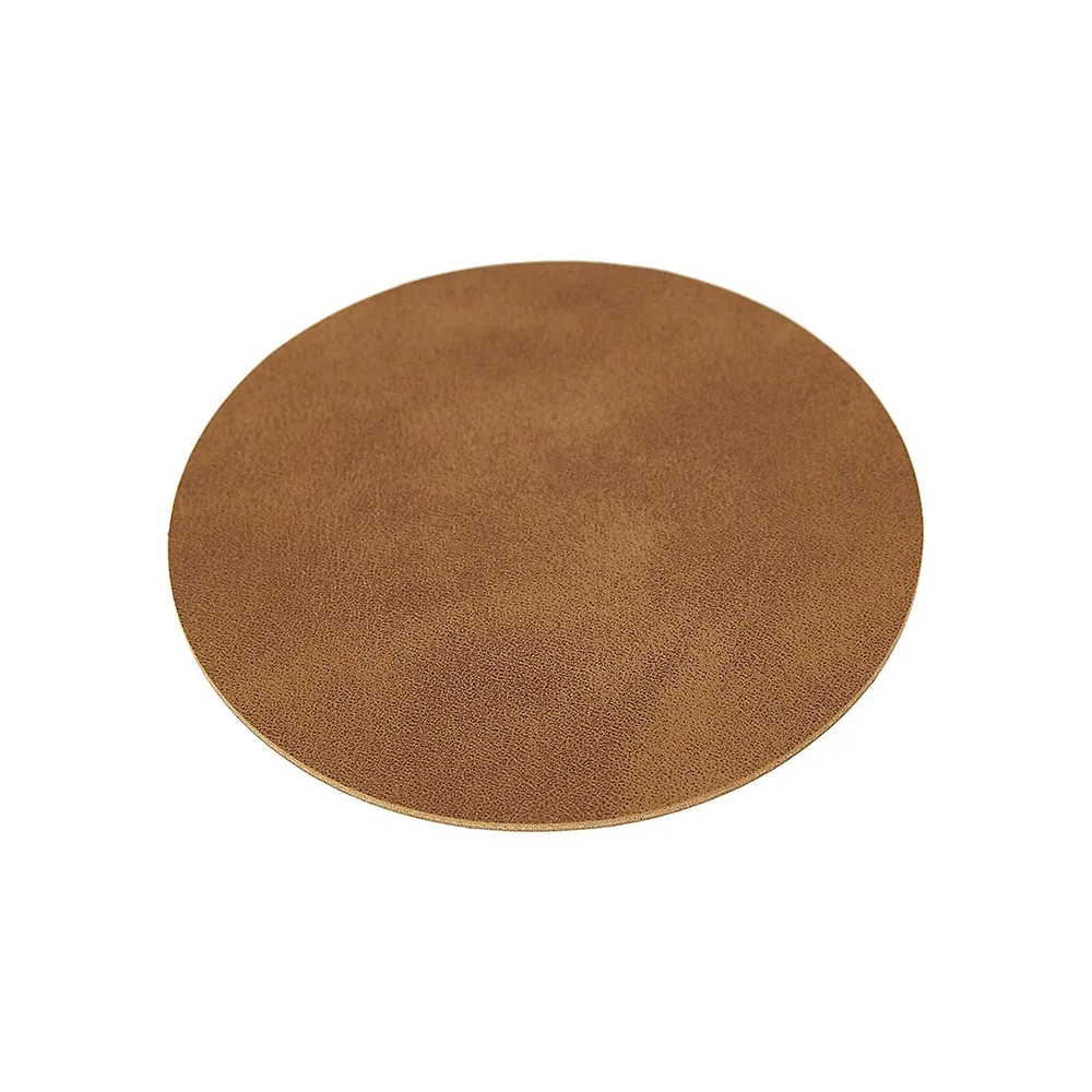 6-Piece Leather-Look Round Coaster Set