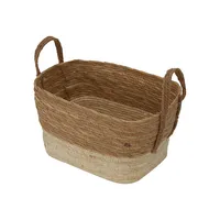 Two-Tone Rectangle Rope Basket With Handles