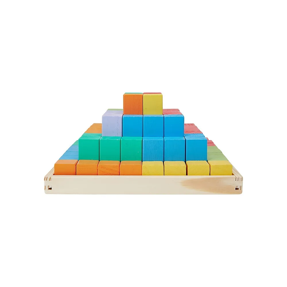 64-Piece Wooden Blocks Pyramid