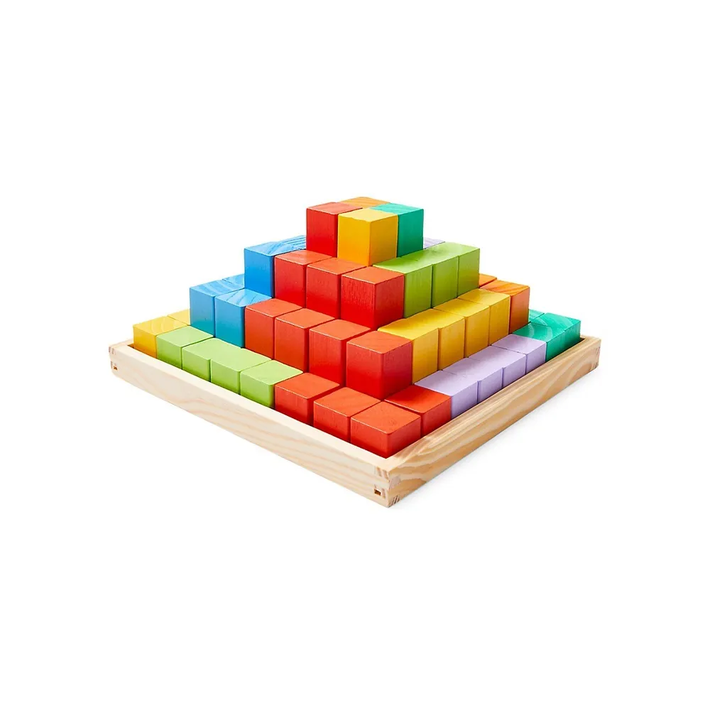 64-Piece Wooden Blocks Pyramid