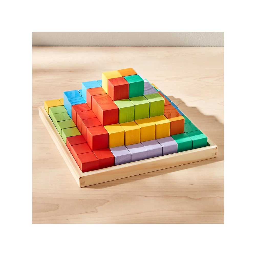 64-Piece Wooden Blocks Pyramid