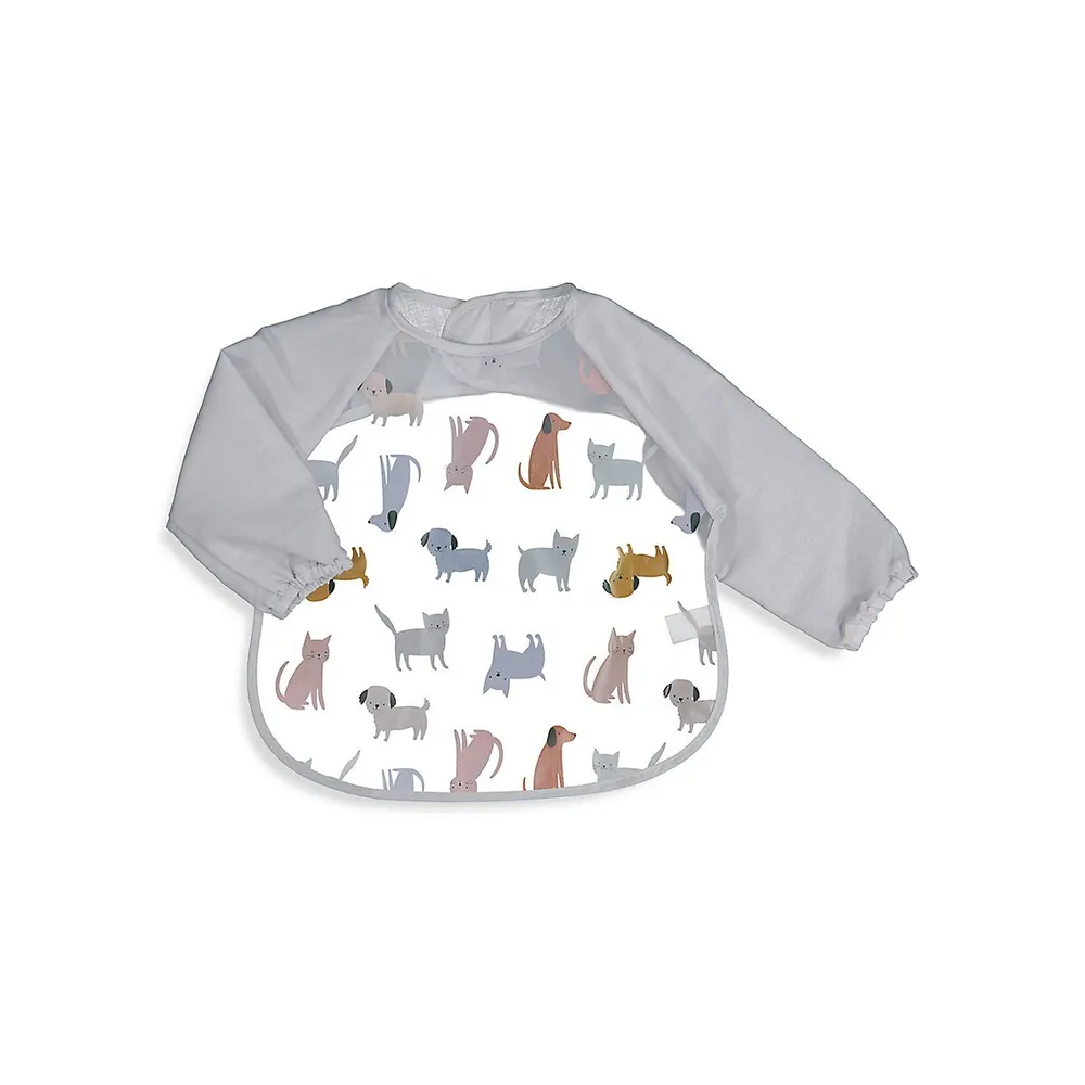 2-Piece Dog and Dot-Print Sleeved Baby Bibs