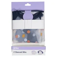 2-Piece Dog and Dot-Print Sleeved Baby Bibs