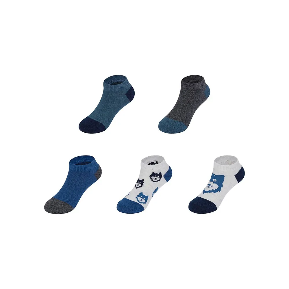 Kid's 5-Pair Casual Low-Cut Ankle Socks