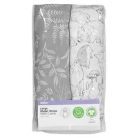 Pack Organic Cotton Woodlands-Print Baby Wraps