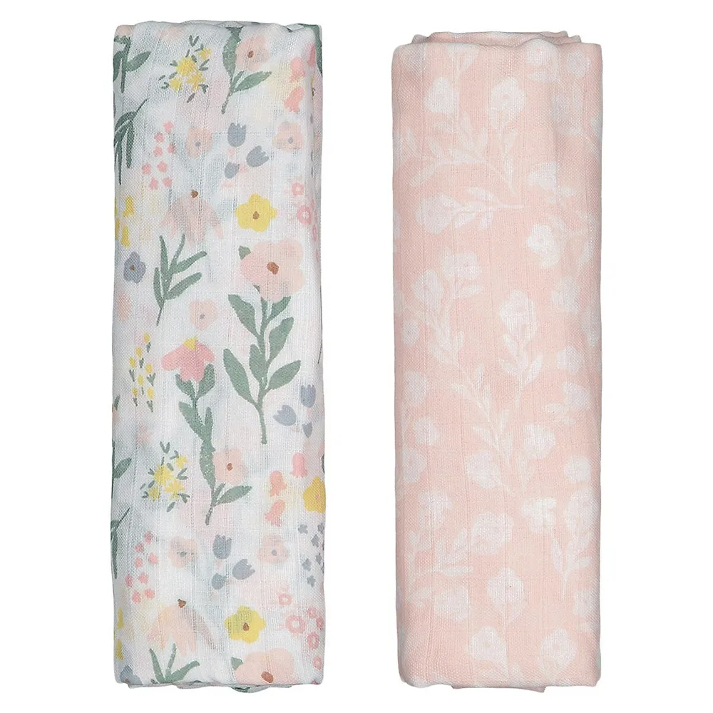 2-Pack Large Organic Cotton Floral-Print Baby Wraps