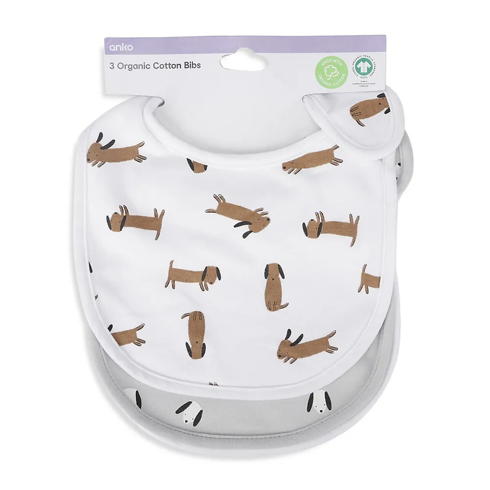 3-Pack Dog-Themed Baby Bibs