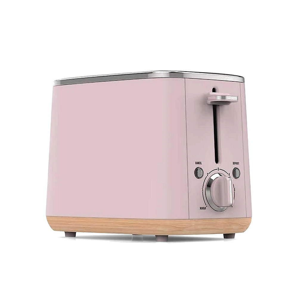 2-Slice Wood-Base Stainless Steel Toaster