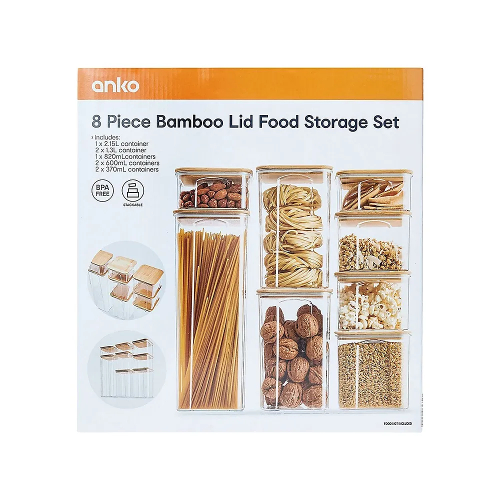 8-Piece Bamboo Lid Food Storage Set