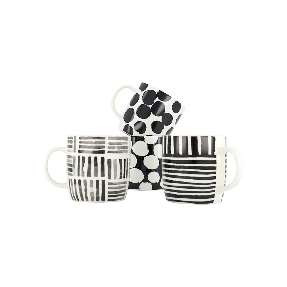 4-Piece Geo-Print Mug Set