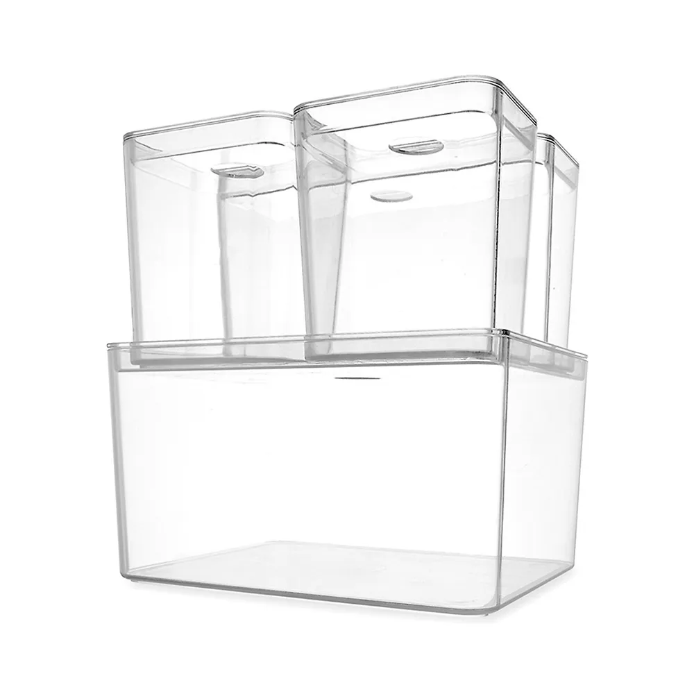 Set Of 4 Clear Organizers With Lids