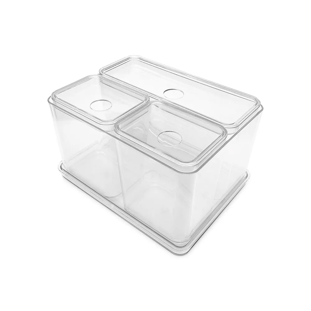 Set Of 4 Clear Organizers With Lids