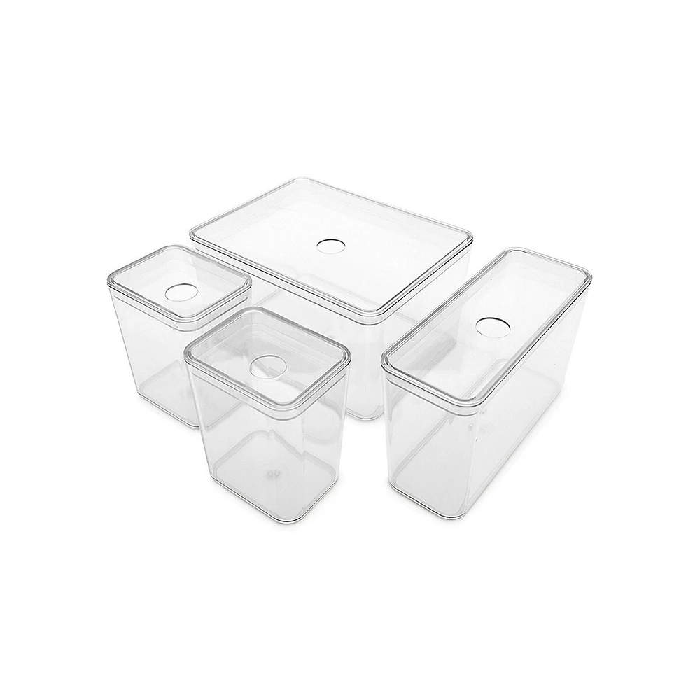 Set Of 4 Clear Organizers With Lids